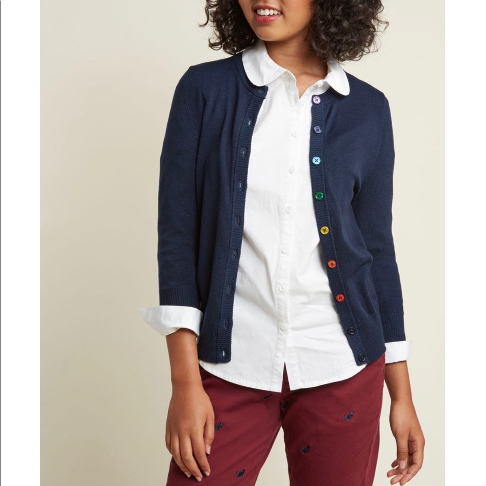 Charter School Rainbow Button Cardigan